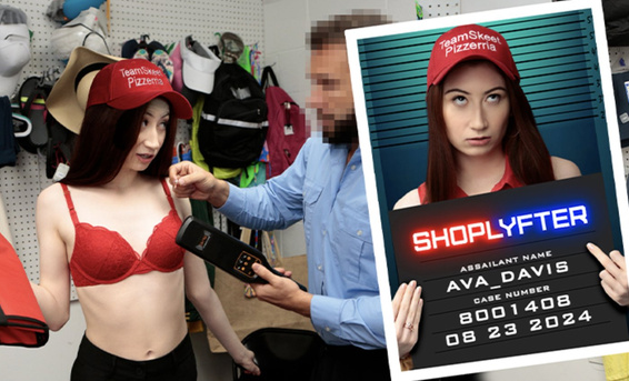 Доставщица пиццы Ава Дэвис ебется с охранником после неудачной кражи