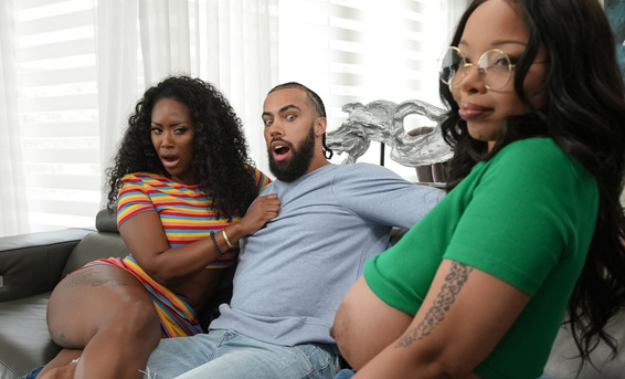 Чернокожая Шарлотта Лавиш поделилась большим членом парня с соседкой