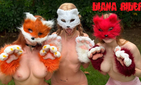 Рыжая белочка-квадроберша Диана Райдер сосет член доброго хозяина