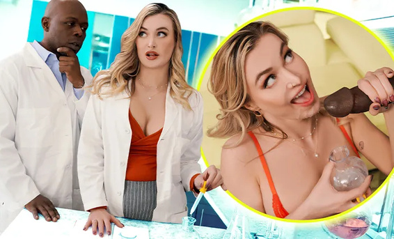 Ученая милфа Наталия Старр ради науки доит большой черный член коллеги