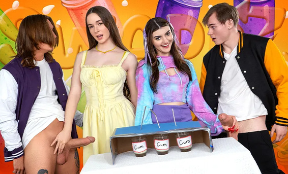 Инфлюенсерши просят у сводных братьев сперму для видео с коктейлями